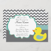 シェブロンのダッキーのモダンなベビーシャワーの招待状 招待状 (正面/裏面)