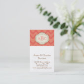 シェブロンのダマスク織(メロン)のパーソナライズなモノグラム 名刺 (スタンド正面)