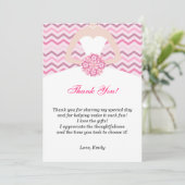 シェブロンのピンクのブライダルシャワーのサンキューカード サンキューカード (スタンド正面)