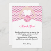 シェブロンのピンクのブライダルシャワーのサンキューカード サンキューカード (正面/裏面)