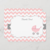 シェブロンのピンクの白人のベビーカーはメッセージカード感謝していしています ノートカード (正面/裏面)