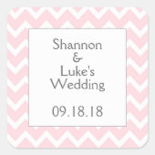 シェブロンのピンクの結婚式の花嫁のベビーシャワーの好意 スクエアシール (正面)