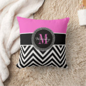 シェブロンのピンクの黒いモノグラムのエレガントな装飾用クッション クッション (ブランケット)