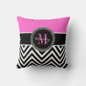 シェブロンのピンクの黒いモノグラムのエレガントな装飾用クッション クッション (裏面)