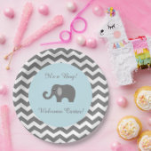 シェブロンのプリントの象のベビーシャワーのプレート ペーパープレート (パーティー)