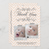 シェブロンのベビーの写真はメッセージカード感謝していしています ノートカード (正面/裏面)