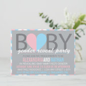シェブロンのベビーの性はパーティの招待状を明らかにします 招待状 (スタンド正面)