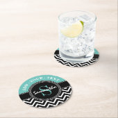 シェブロンのモノグラムのでエレガントな誕生会 ラウンドペーパーコースター (インサイチュ)