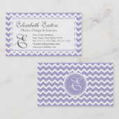 シェブロンのモノグラムのレトロの紫色および白い 名刺 (正面/裏面)