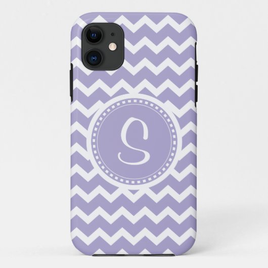 シェブロンのモノグラムのレトロの紫色および白い Case-Mate iPhoneケース (裏面)