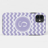 シェブロンのモノグラムのレトロの紫色および白い Case-Mate iPhoneケース (裏面(横))