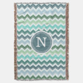 シェブロンのモノグラムの緑のモダンのジグザグ形 スローブランケット (正面縦)