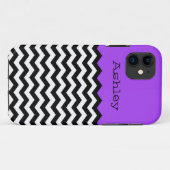 シェブロンのモノグラムの、紫色及び白いiPhone /5S Case-Mate iPhoneケース (裏面(横))