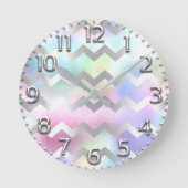 シェブロンのユニコーンの灰色のアラビア数字レーザー光線写真Pin ラウンド壁時計 (正面)