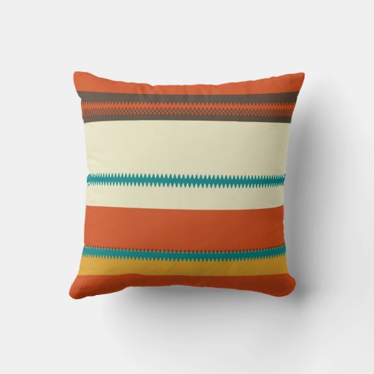 シェブロンのレトロのカラフルな縞模様 クッション (裏面)
