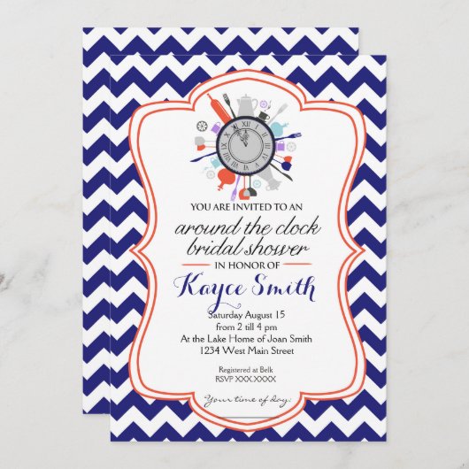 シェブロンの休みなくブライダルシャワーの招待状 招待状 (正面/裏面)