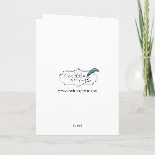 シェブロンの休日の青いオーナメントを持つ白いシカ シーズンカード (裏面)