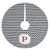 シェブロンの木のスカート-黒 ブラッシュドポリエステルツリースカート (正面)