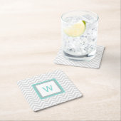 シェブロンの灰色のモノグラムのなペーパーコースター スクエアペーパーコースター (インサイチュ)