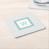 シェブロンの灰色のモノグラムのなペーパーコースター スクエアペーパーコースター (アングル)