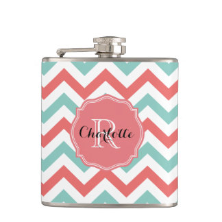 シェブロンの珊瑚および水の名前をカスタムする フラスク