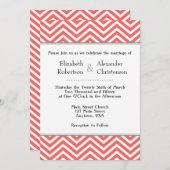 シェブロンの珊瑚の白い結婚式招待状 招待状 (正面/裏面)