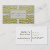 シェブロンの白および金ゴールド 名刺 (正面/裏面)