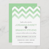 シェブロンの真新しい緑のグラデーションな結婚式招待状 招待状 (正面/裏面)