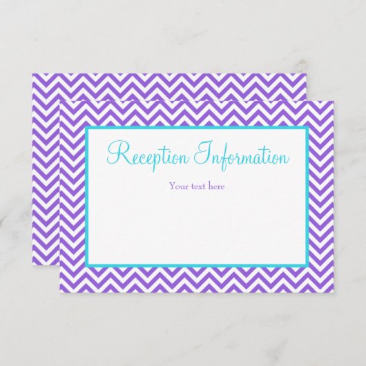 シェブロンの紫色のティール（緑がかった色）の青いバルミツワーの披露宴 エンクロージャーカード (正面/裏面)