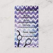 シェブロンの美容師のモダンなグランジなはさみのせん断 予約カード (裏面)