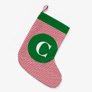 シェブロンの赤いおよび緑の期首在庫量 スモールクリスマスストッキング