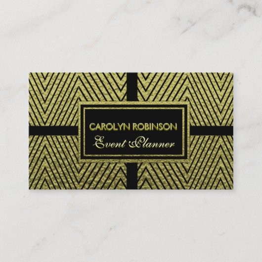 シェブロンの金ゴールドおよび黒 名刺 (正面)