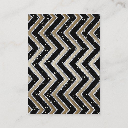 シェブロンの金ゴールドのパーティーのギフトカード黒のグリッター 割引カード (裏面)