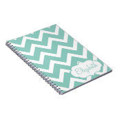 シェブロンの青および白いパーソナライズなノート ノートブック (右側)