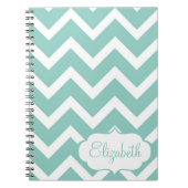 シェブロンの青および白いパーソナライズなノート ノートブック (正面)