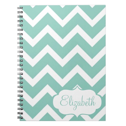 シェブロンの青および白いパーソナライズなノート ノートブック (正面)