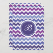 シェブロンの青および紫色の種族のジグザグパターン 招待状 (正面/裏面)