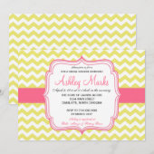 シェブロンの黄色く、ピンクの招待状 招待状 (正面/裏面)