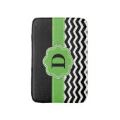 シェブロンの黒い緑の敷物 バスマット (正面縦)