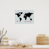 シェブロンの黒人世界地図 ポスター (キッチン)