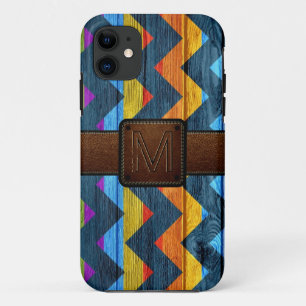 シェブロンウッドブラウンレザールック#3 iPhone 11 ケース