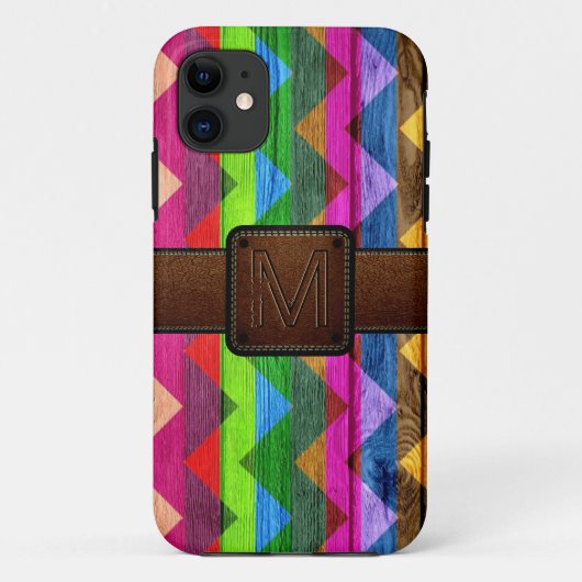 シェブロンウッドブラウンレザールック#4 Case-Mate iPhoneケース (裏面)