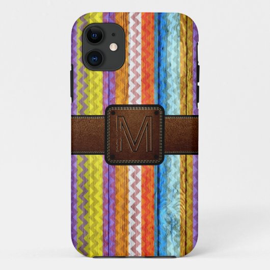 シェブロンウッドブラウンレザールック Case-Mate iPhoneケース (裏面)