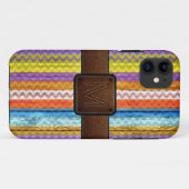 シェブロンウッドブラウンレザールック Case-Mate iPhoneケース (裏面(横))