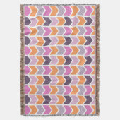 シェブロンオレンジ紫色のピンクの幾何学的なパターン スローブランケット (正面縦)