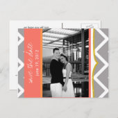 シェブロンカスタム – 日付を保存する – コーラルタンゲリン 案内ポストカード (正面/裏面)