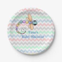 シェブロンカラフルとトンボ紙プレート