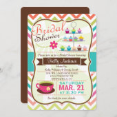 シェブロンカラフルカップケーキティーブライダルシャワー 招待状 (正面/裏面)