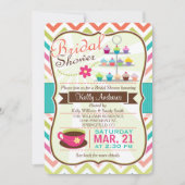 シェブロンカラフルカップケーキティーブライダルシャワー 招待状 (正面)