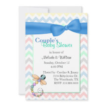シェブロンカラフルカップルの赤ちゃんシャワー招待状